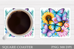 Butterflies Coaster Design. Butterflies Sublimation Product Image 1