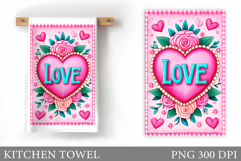 Love Kitchen Towel Sublimation. Valentines Kitchen Towel Product Image 1