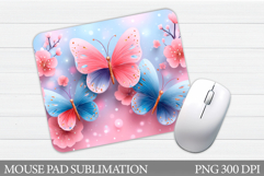 Butterflies Mouse Pad Sublimation. Flowers Mouse Pad Design Product Image 1