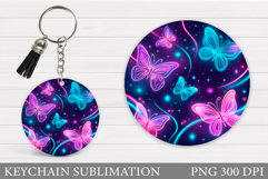 Butterflies Keychain Design. Butterflies Sublimation Product Image 1