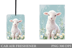 Cute Lamb Car Air Freshener Design. Cute Lamb Sublimation Product Image 1