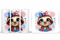 Patriotic Sloth Tumbler. Patriotic Tumbler Sublimation Product Image 2