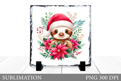 Christmas Sloth Sublimation. Christmas Sloth Slate Design Product Image 1