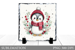 Christmas Penguin Slate Design. Cute Penguin Sublimation Product Image 1