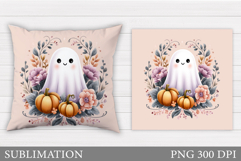 Halloween Ghost Pillow Design. Halloween Ghost Sublimation Product Image 1