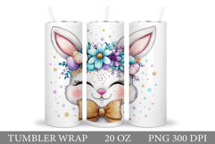 Cute Bunny Tumbler Design. Bunny Sublimation Product Image 1