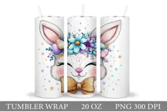 Cute Bunny Tumbler Design. Bunny Sublimation Product Image 1