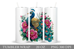 Peacock Tumbler Wrap Design. Peacock Tumbler Sublimation Product Image 1