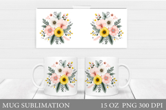 Floral Mug Wrap Design. Flowers Mug Sublimation Product Image 1