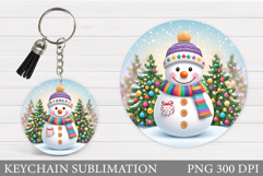 Christmas Snowman Keychain. Christmas Keychain Sublimation Product Image 1