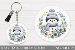 Cute Snowman Keychain Design. Christmas Keychain Sublimation Product Image 1