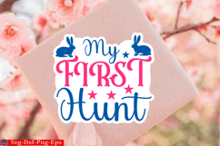 Happy Easter sticker SVG Design Cute Easter Quotes SVG Bunn Product Image 1