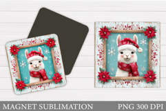 Christmas Lama Magnet. Christmas Magnet Sublimation Product Image 1