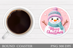 Snowman Coaster Design. Christmas Coaster Sublimation Product Image 1