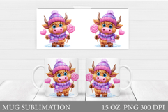 Cute Cow Mug Sublimation. Funny Cow Mug Wrap Design Product Image 1