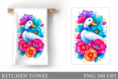 Cute Goose Kitchen Towel Design. Cute Goose Sublimation Product Image 1
