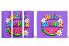 Hello Summer Tumbler Design. Watermelon Tumbler Sublimation Product Image 2