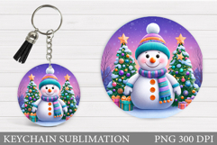 Christmas Snowman Keychain. Christmas Keychain Sublimation Product Image 1