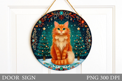 Christmas Cat Door Sign. Christmas Door Sign Sublimation Product Image 1