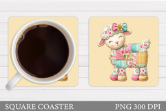 Cute Lamb Coaster Design. Cute Lamb Sublimation Product Image 1