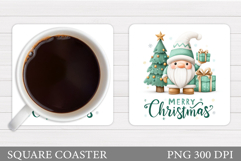 Christmas Gnome Coaster. Christmas Coaster Sublimation Product Image 1