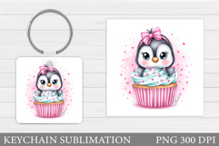 Cute Penguin Keychain Design. Christmas Keychain Sublimation Product Image 1
