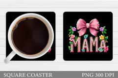 Mother's Day Coaster Design. Flowers Coaster Sublimation Product Image 1