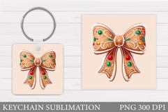 Christmas Bow Keychain. Christmas Keychain Sublimation Product Image 1