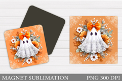 Halloween Ghost Magnet Design. Cute Ghost Sublimation Product Image 1