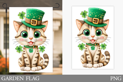 St Patrick Cat Garden Flag. St Patrick Garden Flag Design Product Image 1