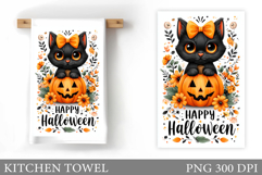 Cute Cat Kitchen Towel. Halloween Kitchen Towel Design Product Image 1