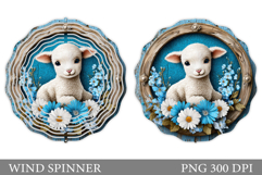 Cute Lamb Wind Spinner. Lamb Flowers Wind Spinner Design Product Image 1