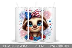 Patriotic Sloth Tumbler. Patriotic Tumbler Sublimation Product Image 1