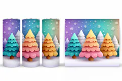 Christmas Tree Tumbler Design. Christmas Tree Sublimation Product Image 2