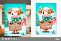 Christmas Cow Garden Flag. Christmas Garden Flag Sublimation Product Image 1
