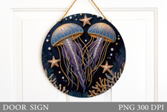 Jellyfish Door Sign Sublimation. Sea Door Sign Design Product Image 1