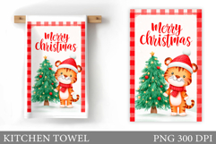 Christmas Tiger Kitchen Towel. Christmas Kitchen Towel Product Image 1