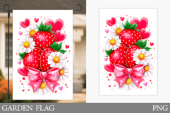 Strawberry Garden Flag Design. Summer Garden Flag Product Image 1