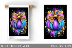 Fall Pumpkin Kitchen Towel. Fall Kitchen Towel Sublimation Product Image 1