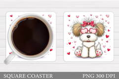 Cute Dog Coaster Sublimation. Valentines Dog Coaster Design Product Image 1