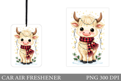 Highland Cow Car Air Freshener. Christmas Car Air Freshener Product Image 1