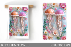 Jellyfish Kitchen Towel Design. Jellyfish Sublimation Product Image 1