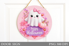 Cute Ghost Door Sign Sublimation. Halloween Door Sign Design Product Image 1
