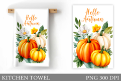 Pumpkin Kitchen Towel. Flowers Kitchen Towel Design Product Image 1