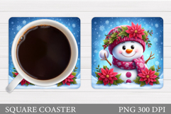 Cute Snowman Coaster. Christmas Coaster Sublimation Product Image 1