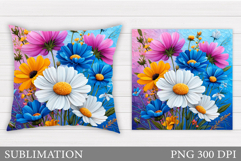 Wildflowers Pillow Sublimation. Flowers Pillow Design Product Image 1