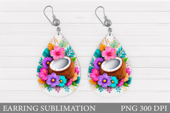 Coconut Earring Design. Flowers Earring Sublimation Product Image 1