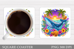 Whale Coaster Design. Whale Sublimation Product Image 1