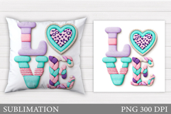Love Pillow Design. Valentines Pillow Sublimation Product Image 1