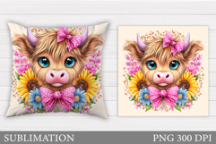 Cute Cow Pillow Design. Cow Sublimation Product Image 1